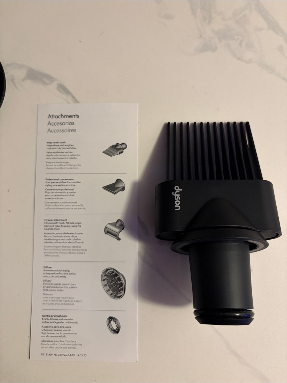 Official Dyson Dryer New Matte Black Wide-Tooth Comb Attachment Accessory